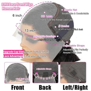 Dianthe 34 Inch 13x6 Deep Wave Lace Front Wigs Human Hair HD Lace frontal Curly Human Hair Wig for Black Women 180% Density Wet and Wavy Glueless Wigs Human hair Pre Plucked with Baby Hair - Image 6