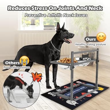SHAINFUN Elevated Dog Bowls for Large Dogs and Extra Large Sized Dog Raised Dog Bowl Stand Adjustable Height with Two 3000ML(13-14cups) Stainless Steel Dog Food Bowls Metal Elevated Dog Bowl Stand - Image 3