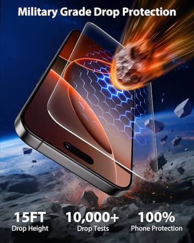 Mkeke 3 Pack Screen Protector for iPhone 16 Pro Max 6.9", [9H+ Tempered Glass] [Military-Grade Drop Protection][Easy Installation Frame] HD Clear, Anti-Scratch, Bubble Free - Image 2