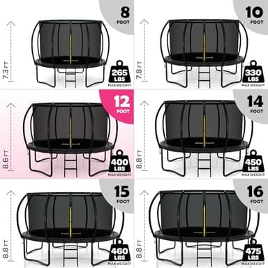 Trampoline for Kids and Adults - 8Ft 10Ft 12Ft 14FT Trampoline with Net - with Bonus Sprinkler and LED Lights/ASTM Certified/Extra Sturdy Recreational Outdoor Trampolines - Image 5
