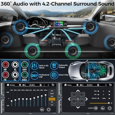 [Upgrade Wireless] 7" Double Din Car Radio with Wireless Apple CarPlay and Android Auto, Bluetooth 5.3 Car Play, 240W 4.2-Channel Audio Output, Mirror Link, Backup Camera, AM/FM Car Stereo - Image 3