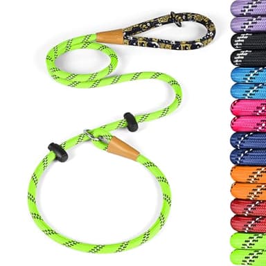 lynxking Slip Lead Dog Leash Reflective, Heavy Duty Comfortable Strong Rope for Large Medium Small Dogs No Pull Pet Training (Light Green, Large 1/2in x 6ft-Slip Lead) - Image 1