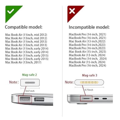 Replacement for MacBook Air Charger, AC 45W T-tip Adapter Laptop Charger for MacBook Air(Between 2012-2017,Not Applicable After 2017) (45W) - Image 2