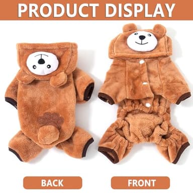 Generic Fleece Dog Pajamas Winter Warm Dog Sweater for Small Dogs Thick Puppy Pajamas Cute Soft Dog Clothes Pet Costume for Small Breed (Teddy Bear, XX-Small) - Image 4