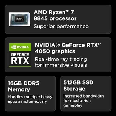 Lenovo LOQ Gaming Laptop - NVIDIA® GeForce RTX™ 4050 6GB - 15.6” FHD Display - AMD Ryzen 7 8845HS - 16GB RAM - 512GB SSD - Windows 11 Home, Luna Grey - Image 2