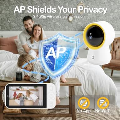 Ellie Baby Monitor No WiFi, Baby Monitor with Camera and Audio, 5" IPS 1080P with Wall Mount, 6000mAh Battery, 1000ft Range, Smart Monitoring 24hrs Playback, AI Cry Detection & Sleep Tracking - Image 5