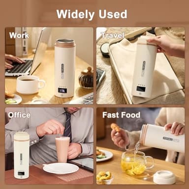 Travel Kettle Mini Portable Electric Kettle with 4 Temperature Settings, Plug in 304 Stainless Steel Mini Travel Electric Kettle with Auto Shut-off (Beige) - Image 4