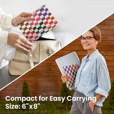 Lined Spiral Journal Notebook for Women, A5 Cute College Ruled Hardcover Notebook for Work & Note Taking, Pretty Journal for Writing, 140 Pages, Checkered - Image 6