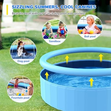 Bilibara 87'' Foldable Dog Pool, Sprinkler Pool for Kids, Non-Slip Heavy Duty Dogs Splash Pad for Small Dogs, Hard Plastic Kiddie Bathtubs for Backyard - Image 3