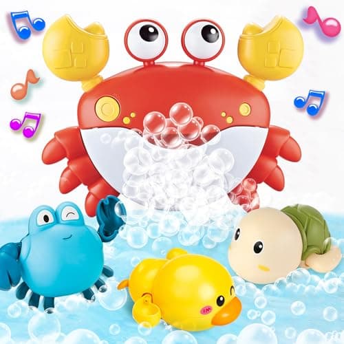 Baby Bath Toys for Toddlers, Crab Bath Bubble Maker with 12 Songs, 3 Pack Wind-up Pool Toys for Kid, Bathtub Toys As Birthday Gift for Boys Girls - Image 1