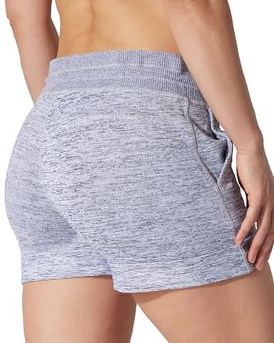 90 Degree By Reflex Womens Soft Sweat Shorts High Waisted Drawstring Lounge Shorts with Pockets - Heather Grey - Medium - Image 4