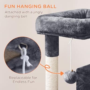 Yaheetech Cat Tree for Indoor Pets, 36in Tower Condo w/Extra Large Perch, Scratching Posts, Board, Dangling Ball, Play Structure for Kittens & Adult Cats - Image 9