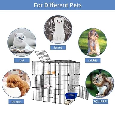 Oneluck 3-Tier Cat Cages Indoor Enclosure DIY Cat Playpen Catio Detachable Metal Wire Kennels Cats Crate Large Extra Exercise Place Ideal for 1 Cat,35.4 Inches - Image 6
