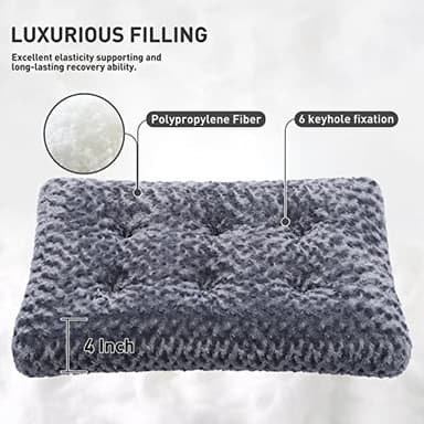 KSIIA Washable Dog Bed Deluxe Plush Dog Crate Beds Comfy Kennel Pad Anti-Slip Pet Sleeping Mat for Large, Jumbo, Medium, Small Dogs Breeds, 41" x 27", Dark Grey - Image 2