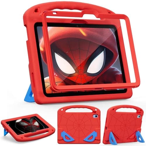 LKOOZO Kids Case for iPad (A16) 11th Generation 11 inch 2025 / iPad 10th Generation 10.9 inch 2022, Shockproof Cover with Built-in Screen Protector and Stand, Red - Image 1