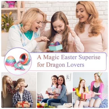 HEFANDAISHU 3D Printed Dragon with Dragon Egg,12inch Flexible Dragon Toy with Articulated Dragon Inside Fidget Toys for Autism/ADHD Easter Toys Gifts(PurpleBlue) - Image 4