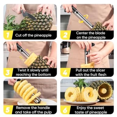 Pineapple Corer, [Upgraded, Reinforced, Thicker Blade] Newness Premium Pineapple Corer Remover (Black) - Image 3