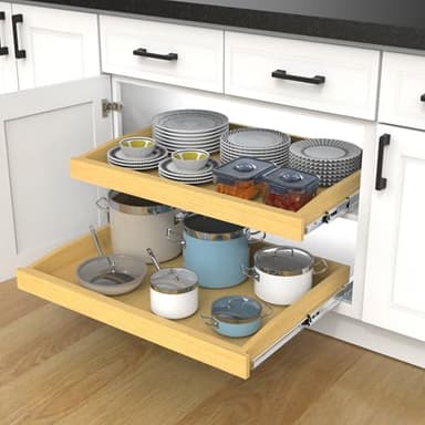 Wooden Pull out Cabinet Organizer 11" W x 21" D x 3.35" H, Heavy Duty Slide Out Drawers Pull-Out Home Organizers for Kitchen Cabinets - Image 8