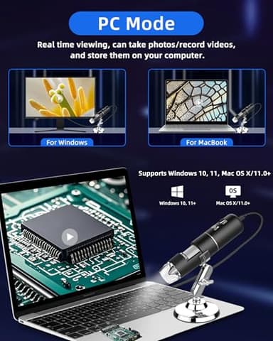 T TAKMLY Wireless Digital Microscope Handheld USB HD Inspection Camera Magnifying Glass with Light, 50x-1000x Magnification with Stand Compatible with iPhone, iPad, Samsung Galaxy, Android, PC - Image 5