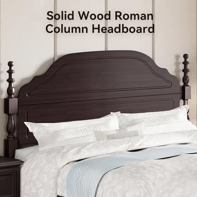 BedsPick Solid Wood Bed Frame Queen Size, Wooden Retro Style Queen Bed Frame with Headboard and Footboard, Heavy Duty Bed Frame with 12 Wood Slats Support,No Box Spring Needed,Noiseless, Dark Brown - Image 5