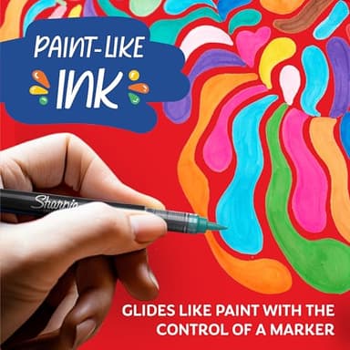 Sharpie Creative Markers, Water-Based Acrylic, Brush Tip, Assorted Colors, 12 Count – Arts & Crafts, Kids Activity, School Classroom; Works on Paper, Metal, Wood, Ceramic, Glass, Rock, Canvas - Image 3