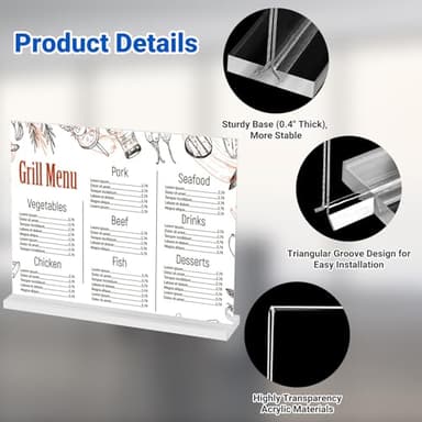 12 Pack Acrylic Sign Holder 11 x 8.5 Horizontal, Double-Sided Clear Sign Holder Plastic Stands for Display, T Shape Acrylic Table Sign Stands for Office Store Restaurants Wedding Party Decoration - Image 7