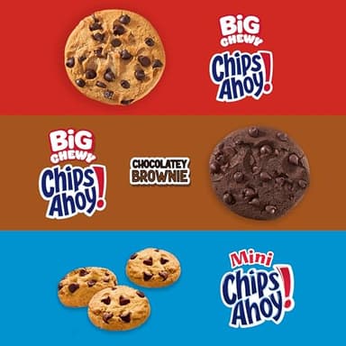 CHIPS AHOY! Cookie Variety Pack, Big Chewy, Big Chocolatey Brownie and Mini Original Chocolate Chip Cookies, 20 Snack Packs - Image 4