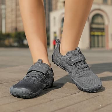 KUBUA Barefoot Shoes for Kids Boys Girls Sports Sneakers Minimalist Zero Drop Splay Shoes for Running Walking Sports Tennis Athletic Gym C Grey 7 Big Kid - Image 7
