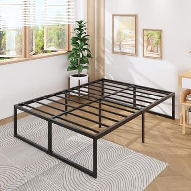 Lutown-Teen 18 Inch California King Bed Frames Sturdy Mattress Foundation, Heavy Duty Metal Cal King Platform with Steel Slats Support No Box Spring Needed, Noise Free, Easy Assembly, Black - Image 6