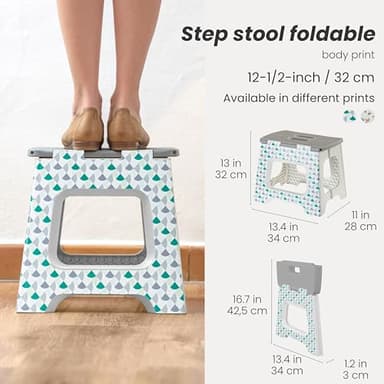 Vigar Compact Step Stool Foldable, 12-1/2-inch Step Stools for Adults up to 330 Pound, Lightweight Stool, Non-Slip Folding Step Stool, Geometric Body - Image 2