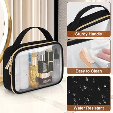 Wedama TSA Approved Toiletry Bag, 3 Pack Clear Makeup Bags with Handles, Quart Size Clear Toiletry Bags, PVC Cosmetic Bags for Women and Men, Carry on Airport Airline Compliant Bag, Black - Image 5