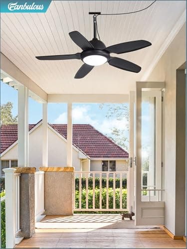 Fanbulous 42 Inch Waterproof Outdoor Ceiling Fan with Lights and Remote,IP65 Hanging Gazebo Fan with 3CCT 6-Speed DC Motor,Black Wet Rated Plug in Ceiling Fan with Cord for Patios Porch Pergola - Image 8