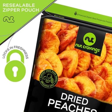 NUT CRAVINGS - Sun Dried California Peaches, No Sugar Added, Unsweetened (80oz, 5 LB) Bulk Dry Fruits Packed Fresh in Resealable Bag - Sweet Healthy Snack, Naturally Grown, Vegan, Kosher - Image 6