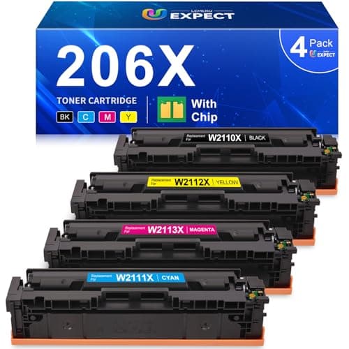 206X Toner Cartridges 4 Pack High Yield with Chip Replacement for 206X 206A HP Toner Cartridges Set for Color Laserjet Pro MFP M283fdw M283cdw M283fdn Pro M255dw M255nw M283 M255 Printer | 206X Toner - Image 1