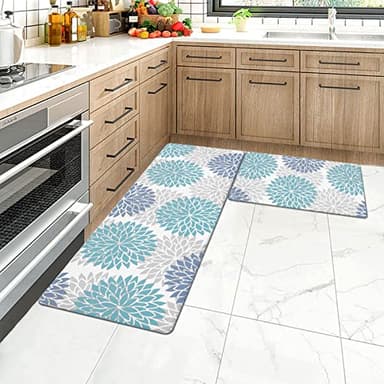 HEBE Anti Fatigue Kitchen Rug Sets 2 Piece Non Slip Kitchen Mats for Floor Cushioned Kitchen Rugs and Mats Waterproof Comfort Standing Mat Runner for Kitchen,Home Office,Sink,Laundry - Image 7