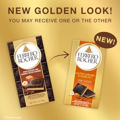 Ferrero Rocher Premium Chocolate Bars, 8 Pack, Dark Chocolate Hazelnut and Crunchy Salted Caramel, ​Individually Wrapped, 3.1 oz Each - Image 6
