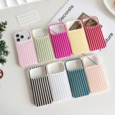 Yeddabox for iPhone 17 Pro Case Cute Striped Phone Case Soft TPU Slim Shockproof Phone Cover for Women Girls, Blue and White - Image 7