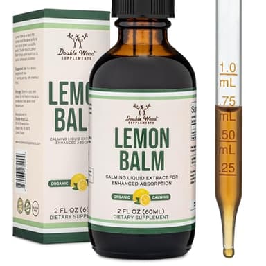Double Wood Supplements Organic Lemon Balm Tincture - for Digestion & Relaxation 590mg - 2FL OZ, 120 Servings (Better Absorbed Than Capsules, Great for Lemon Balm Tea) - Image 1