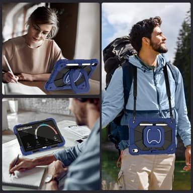 Auizotl Case for iPad (A16) 11th Gen 11 Inch (2025) /iPad 10th Gen 10.9 Inch (2022) with Screen Protector/Rotating Stand/Pencil Holder,Military Grade Shockproof i Pad Case 10th Generation,Navy Black - Image 6