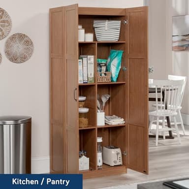 Sauder Select Storage Cabinet, Pantry Cabinet Kitchen Storage with Adjustable Shelves, Bathroom Storage Cabinet, in Highland Oak - Image 4