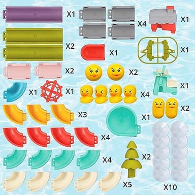 Aprilwolf Duck Slide Bath Toys for Kids Ages 4-8, Wall Track Building Set for 5-7 Years Old, Fun DIY Kit Birthday Gift for Toddler Boys & Girls (52 PCS) - Image 7