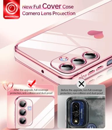 LeYi for Galaxy A16-5G Phone Case: Tempered Glass Screen Protector [2 Pcs]+ Full Camera Lens Protection,Love Heart Plating Luxury Shockproof Phone Case para Samsung A 16 5G Cute,Pink - Image 4