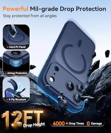 CANSHN Magnetic Compatible with iPhone 17 Pro Max Case, Upgraded [Full Camera Protection] [Compatible with Magsafe] [Translucent Matte] Shockproof Protective Phone Cover 6.9 Inch - Deep Blue - Image 6