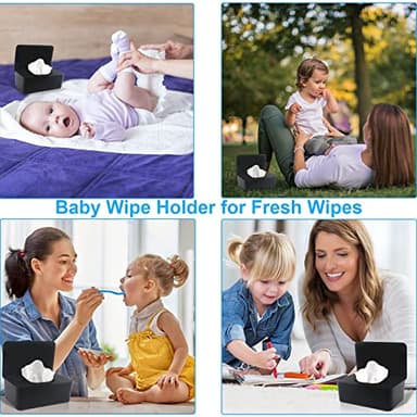 2 Pack LEQXGO Baby Wipes Dispenser, Wipes Dispenser Baby Wipes Case, Baby Wipe Holder for Fresh Wipes, Non-Slip Wipes Case, Wipe Container with Sealing Design Lid (Black and Black) - Image 3