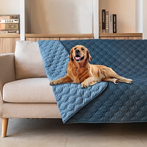 gogobunny 100% Double-Sided Waterproof Dog Bed Cover Pet Blanket Sofa Couch Furniture Protector for Puppy Large Dog Cat, Reversible (68x82 Inch (Pack of 1), Dark Blue/Light Blue) - Image 1
