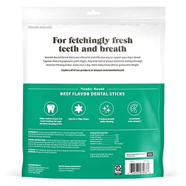 Wonder Bound Beef Flavor Dental Sticks for Small/Medium Dogs (15-40 lbs), 6-Ridge Shape for Plaque & Tartar Control, Freshens Breath, Formulated with Vitamin C, 45 Count - Image 2
