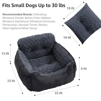 Oiilores Dog Car Seat for Small Dogs,Washable Pet Booster Seats with Clip-On Safty Leash, Comfy Deluxe Plush Carseat with Storage Pockets, Puppy Car Travel Carrier Bed for Dogs Under 25 lbs, Black - Image 6