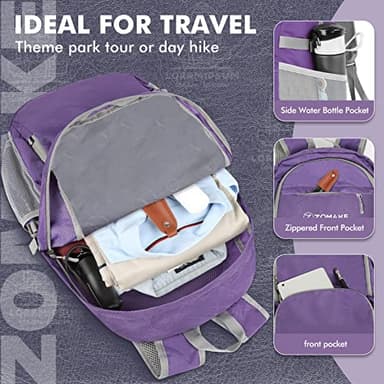 ZOMAKE Lightweight Packable Backpack 30L - Foldable Hiking Backpacks Water Resistant Compact Folding Daypack for Travel(Purple) - Image 4