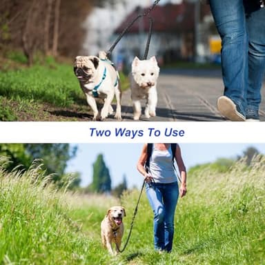 MingXpets Double Dog Leash, Dual Dog Leash, 360° Swivel Tangle Free Bungee Walking Training for Large Medium Dogs, Shock Absorbing Bungee Reflective for Two Dogs, 18~121 lbs, Black - Image 8