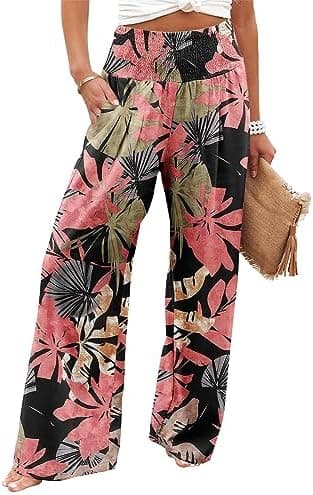Angerella Womens Elastic High Waisted Palazzo Pants Casual Wide Leg Long Lounge Pant Trousers with Pocket - Image 2